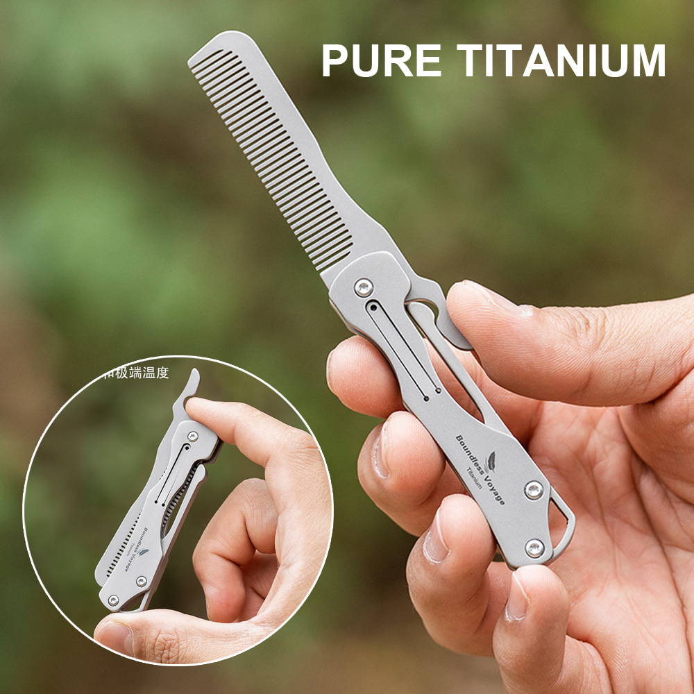 Comb Pocket Titanium - Pure Titanium Folding Comb, Ultra Lightweight