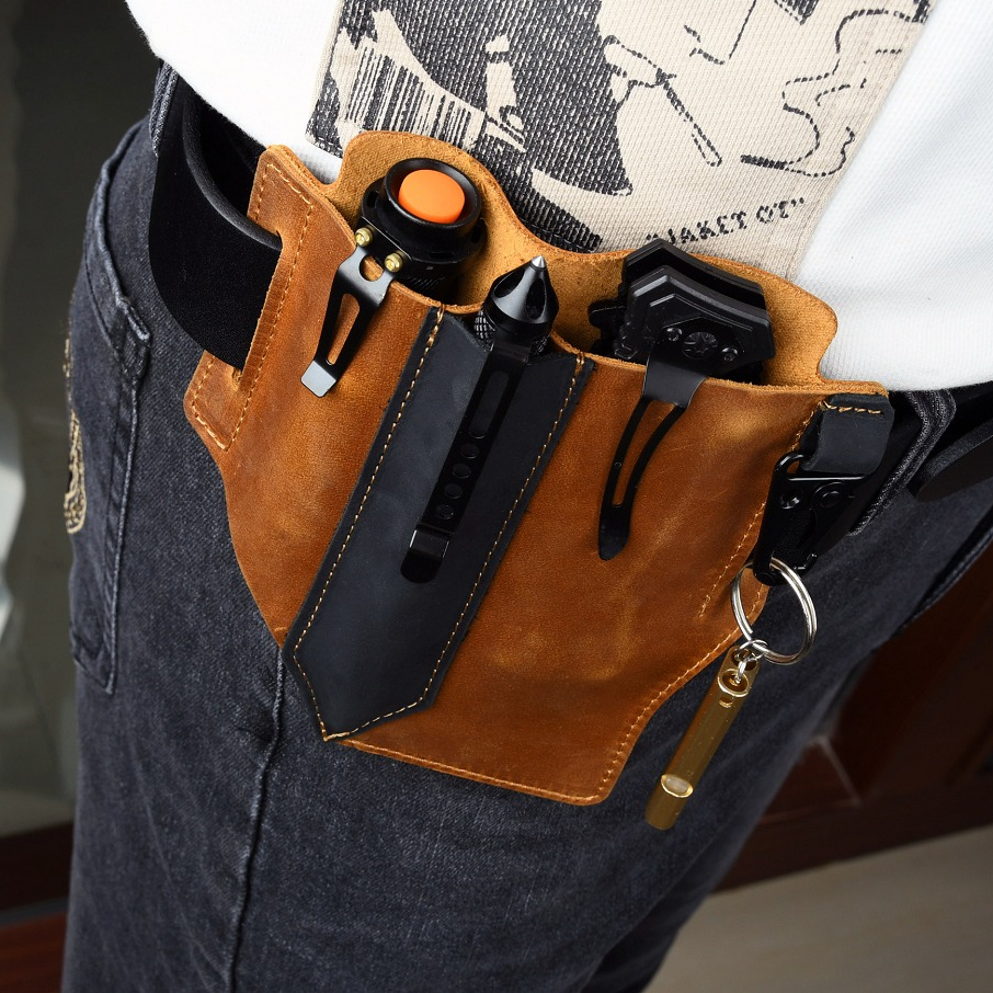 Men Travel Tactical Waist Bag  - Leather Edc. Carry Pouch reseña y precio