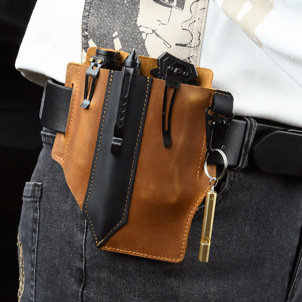 Men Travel Tactical Waist Bag  - Leather Edc. Carry Pouch reseña y precio
