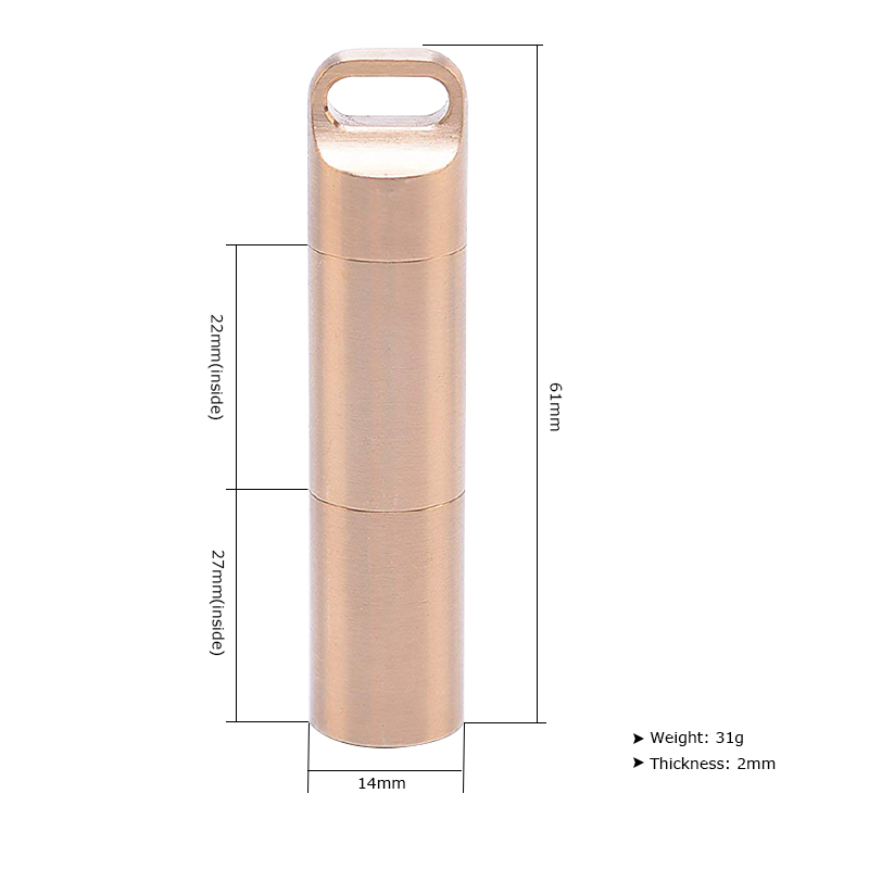 Waterproof Brass Airtight Wate - Pill Fob Capsule reseña y precio
