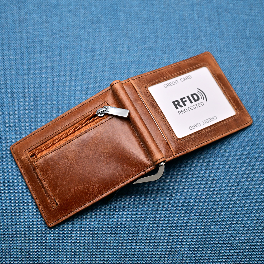 Genuine Leather Mens Wallet Mo - Money Clip Magnetic reseña y precio