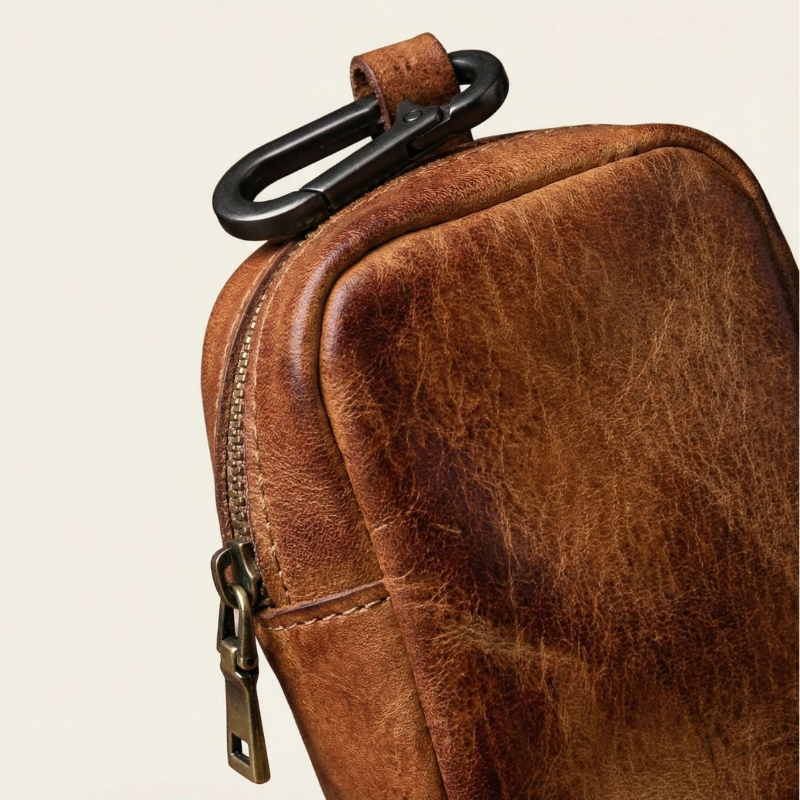 Rugged Vintage Leather Mini Cl - Leather Edc. Carry Pouch reseña y precio