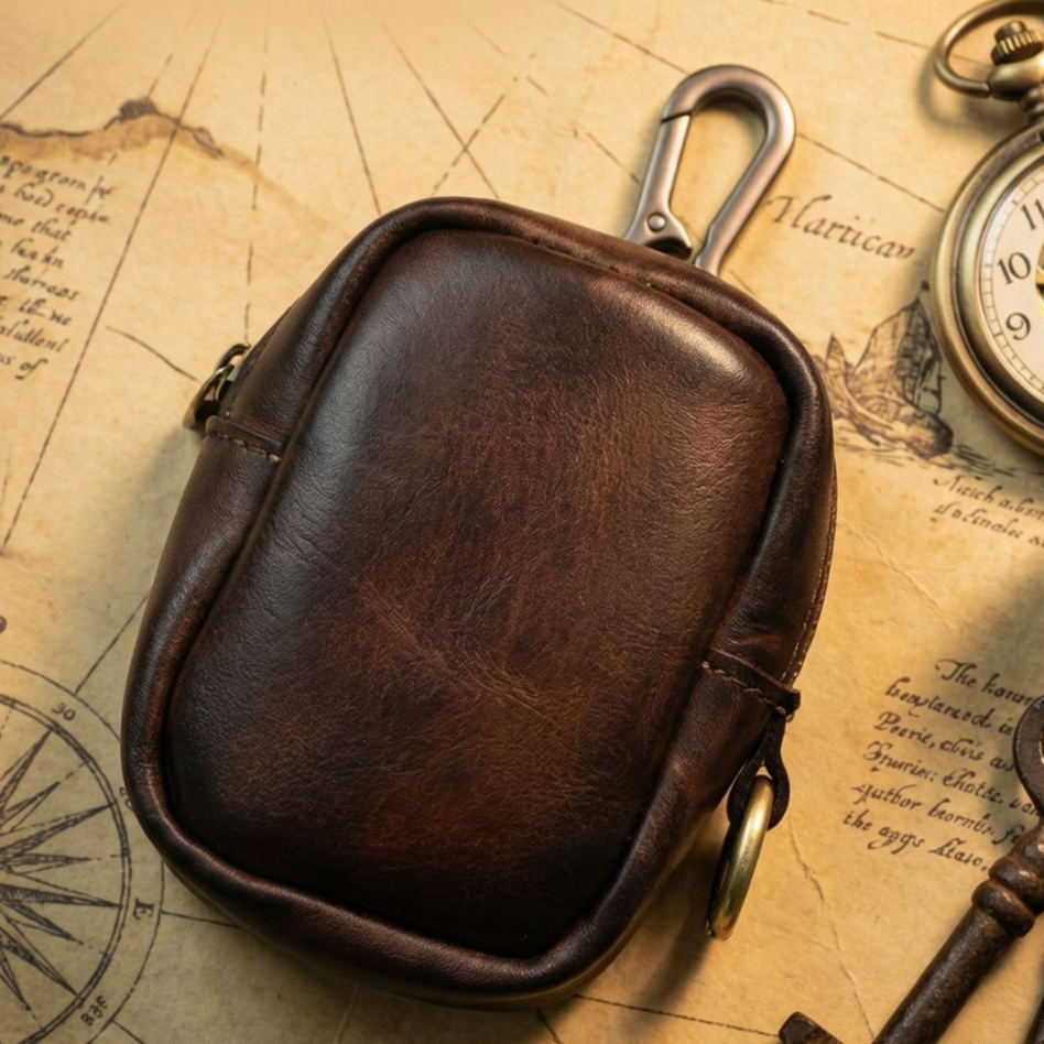 Rugged Vintage Leather Mini Cl - Leather Edc. Carry Pouch reseña y precio