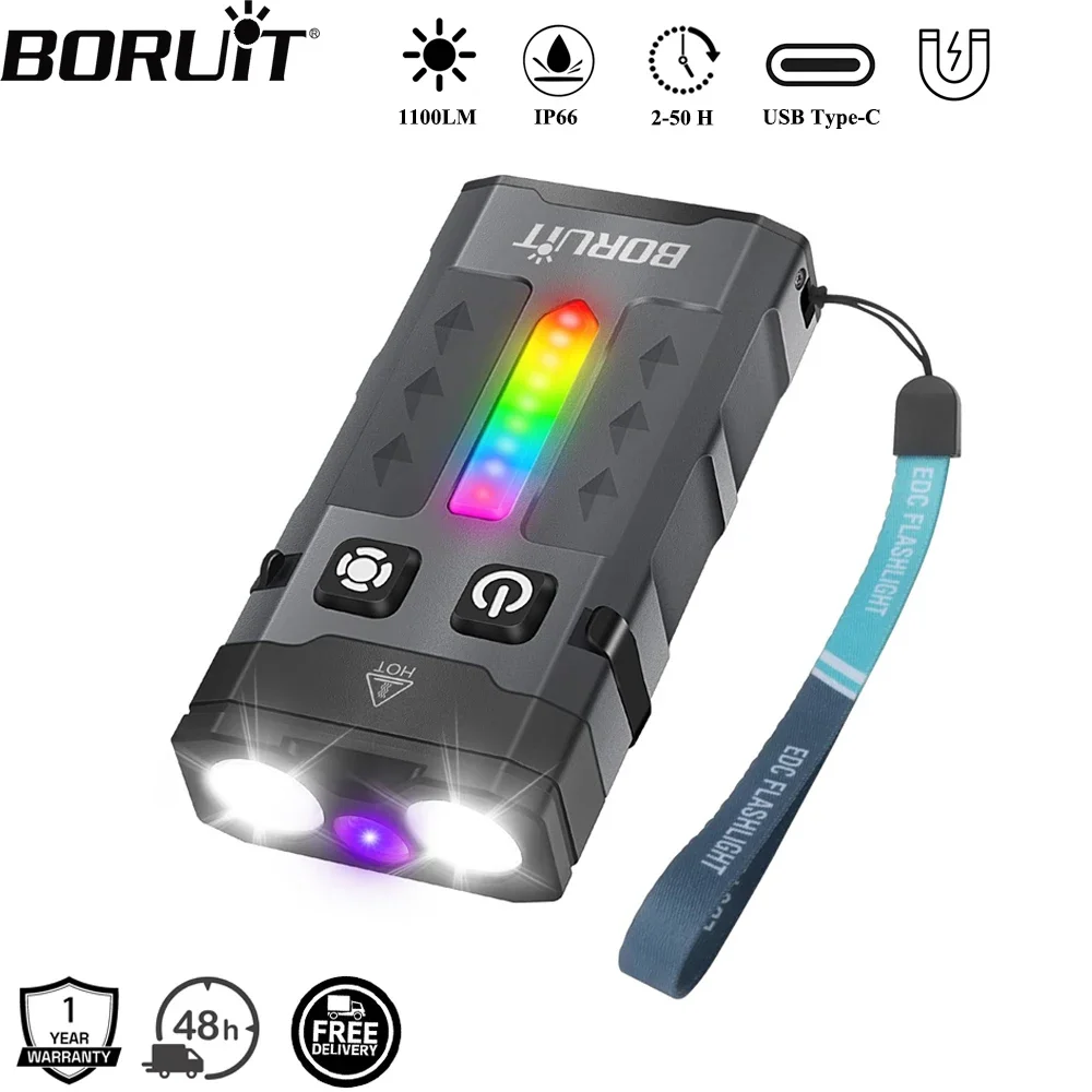 BORUiT EV20 1100LM EDC UV Keyc - Keychain Flashlight reseña y precio