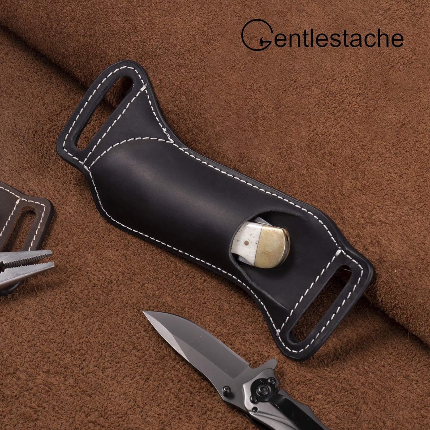 5 Inch Folding Knife Holster E - Leather Edc. Carry Pouch reseña y precio
