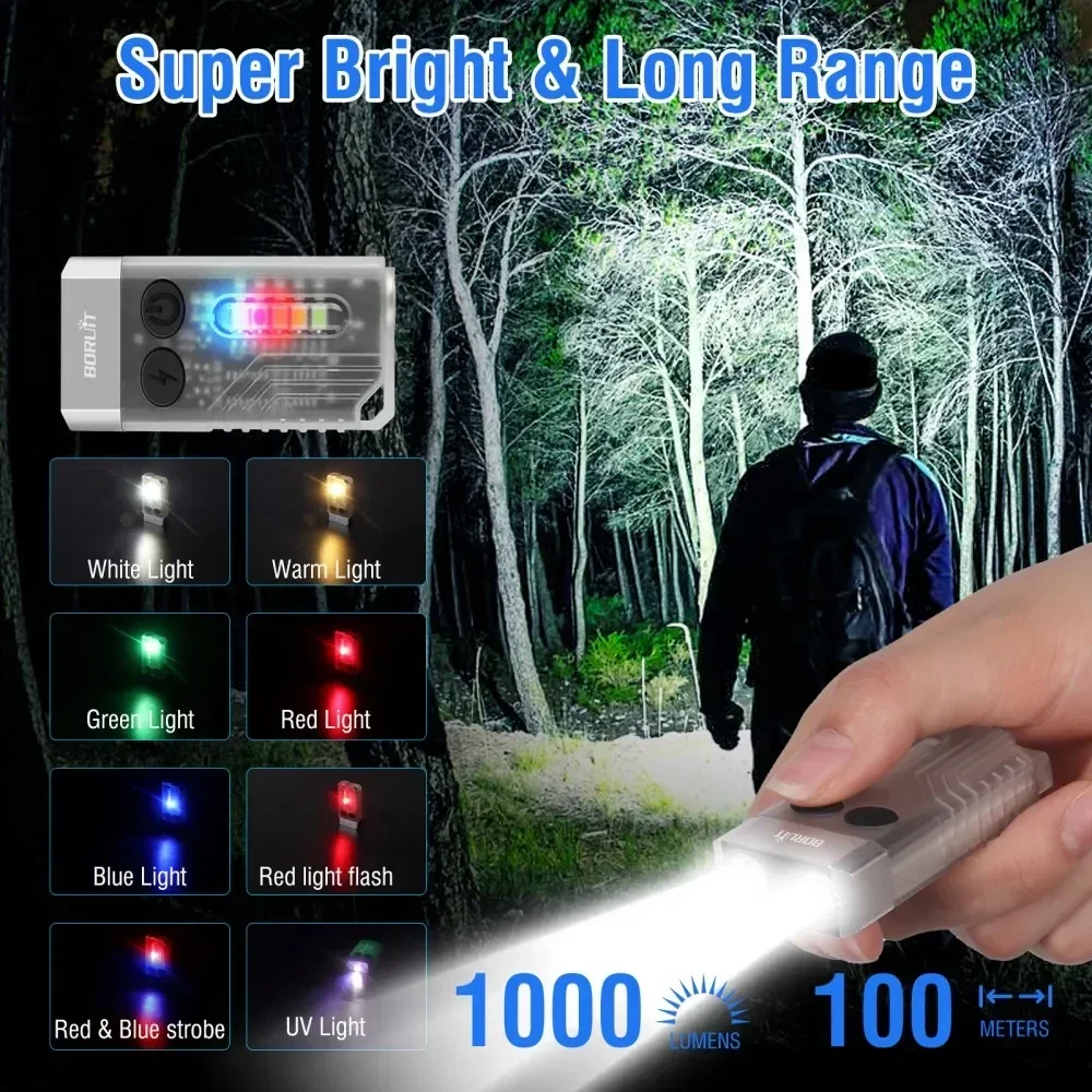 BORUiT V10 Keychain UV LED EDC - Keychain Flashlight reseña y precio