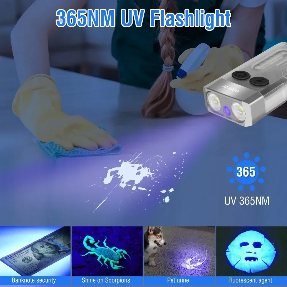 BORUiT V10 Keychain UV LED EDC - Keychain Flashlight reseña y precio