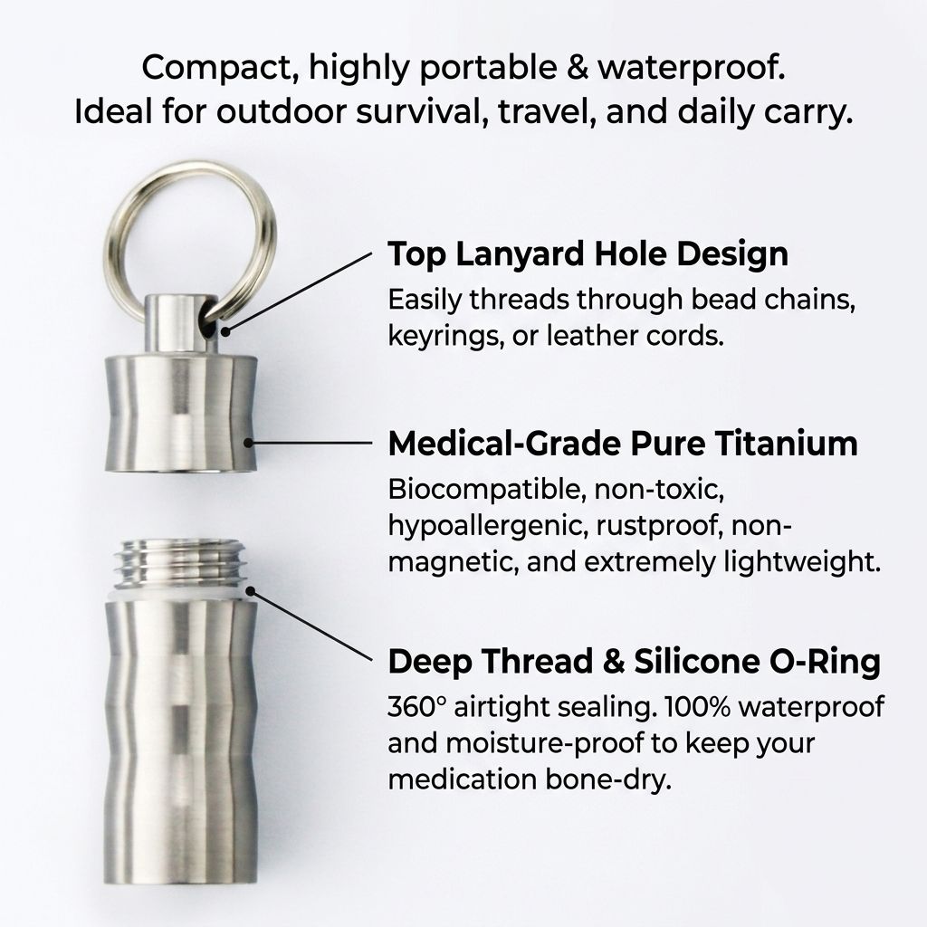 Tivosy Pure Titanium Pill Hold - Pill Fob Capsule reseña y precio